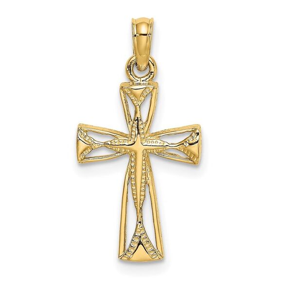 14k Yellow Gold Cut-Out Cross w/ Triangle Ends Charm
